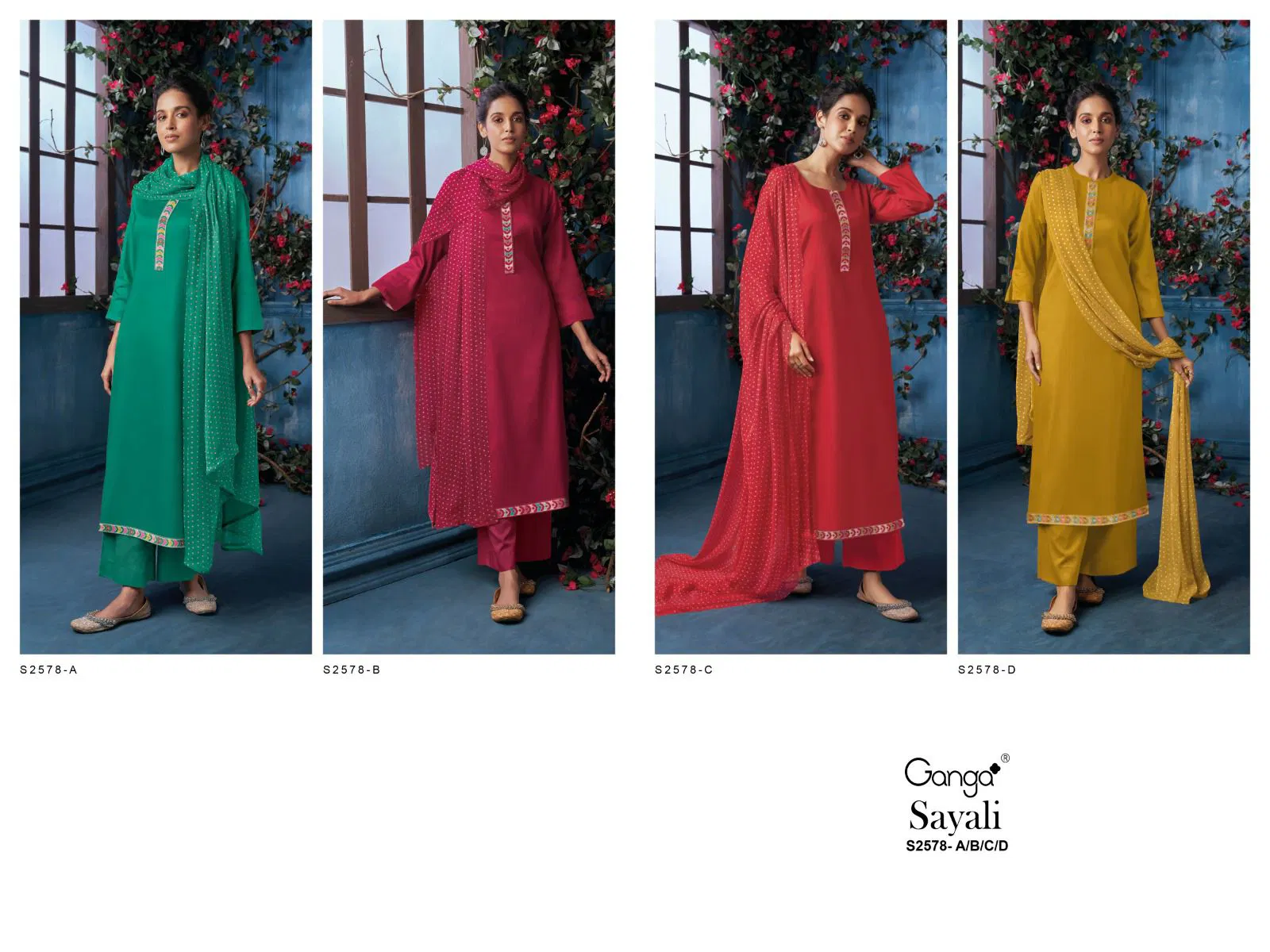 Sayali 2578 By Ganga Heavy Cotton Silk Dress Material Wholesale Clothing Suppliers In India
